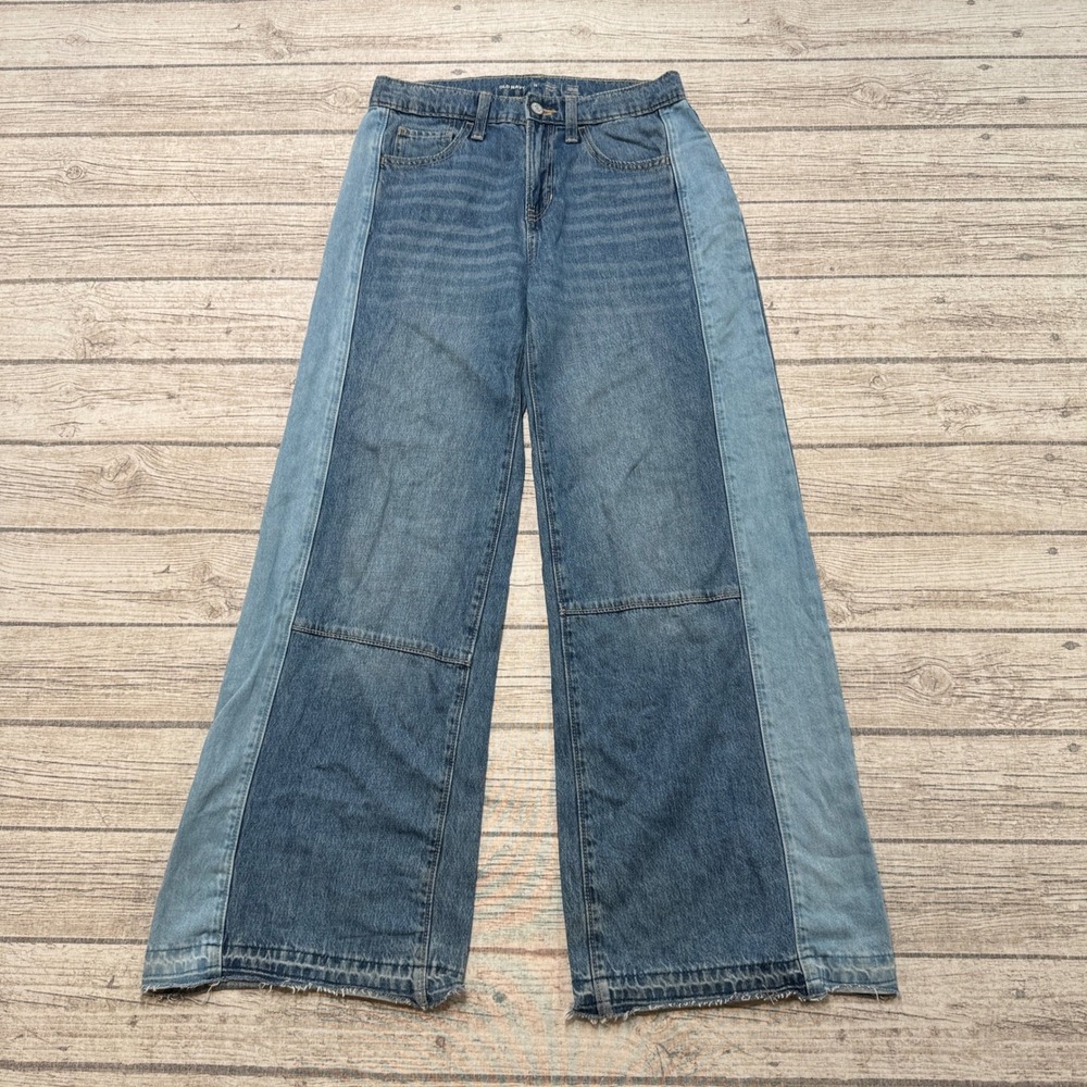 Old Navy Jeans Womens 16 Blue Two-Tone High Rise Super Baggy Wide Leg Streetwear